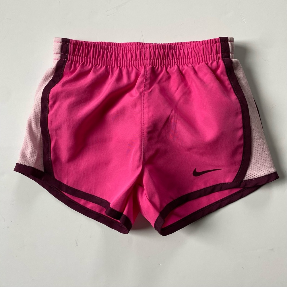Nike Running Shorts Size 2T Dri Fit Tiempo Pink Black Trim Girls Sporty